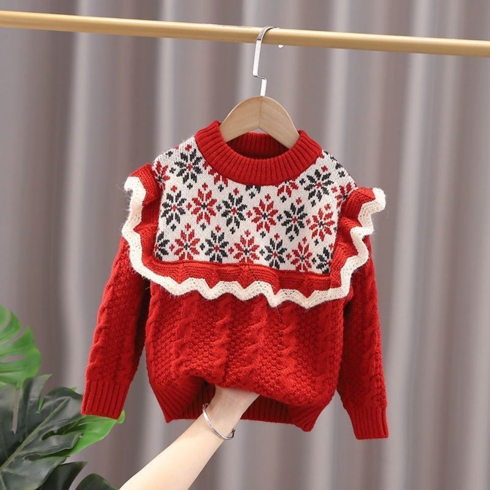 Rosso [pullover in pizzo ottagonale f401]