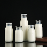 Bouteilles en verre transparentes vides en gros pour lait, boissons, café, jus, bouteilles de stockage rechargeables, personnalisables avec col à vis et col serti