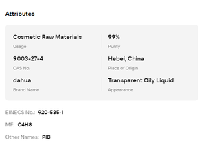Poliisobuteno PB1300 2400 con 99% de Pureza, CAS 9003-27-4, Modificador de Viscosidad Transparente para la Industria Cosmética - Product Image 6