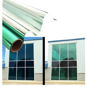 Oem/Odm 1.52*30M Green Silver Heat Reflective 5% VLT Privacy Mirror Glass Foil Building Glass Sticker Tinting Film Supplier