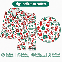Pyjama personnalisé de Noël rouge et vert avec motif flocon de neige, col cranté, tricoté sur le devant, en polyester pour femme, POD, MOQ 1 pièce, Dropshipping