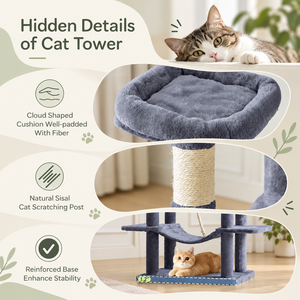 Árbol para Gatos de 66 Pulgadas, Mueble de Escalada para Gatos de Múltiples Niveles con Plataforma Extendida, Hamaca y Casa para Gatos de Interior - Product Image 4