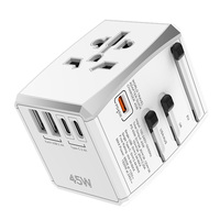 Adaptateur de voyage universel tout-en-un à vente chaude, multi-prises avec USB pour Royaume-Uni, États-Unis, UE, Australie, courant nominal 6A, prise avec prise