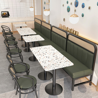 Asie du sud-est Vent Tissé Rotin Fer Table À Manger Chaise Combinaison PU Bois Carré pour Hôtels Cafés Centres Commerciaux Thé Cafés