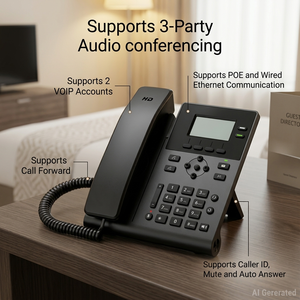 Telepon VoIP Enterprise KS30 Layar LCD 2,3 Inci dengan Lampu Latar, 2 Akun SIP, Audio HD, Linux, POE, untuk Kantor Pemerintahan - Product Image 6