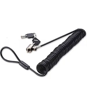 Newly Spring Steel Wire Laptop Lock Computer Security Cable Notebook Anti Theft Coil Rope Cord Black