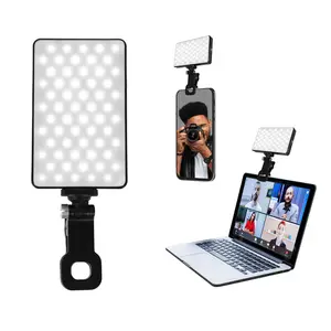 Lampu klip panggilan LiveMakeup Led daya tinggi 12w, lampu Panel konferensi Video ponsel Selfie dengan klip dan kartu warna