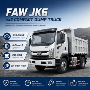 Camion benne FAW Jiefang JK6 4x2, moteur FAWDE CUMMINS DACHAI Diesel, réservoir de carburant en aluminium, personnalisable OEM, fourni directement par l'usine - Product Image 2
