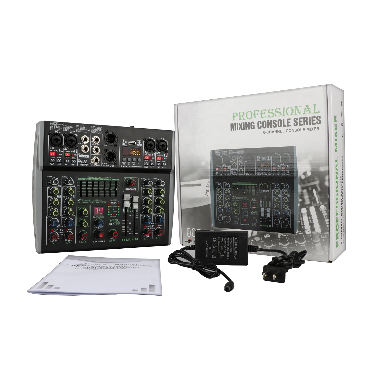 LX602DSP 99DSP профессиональный аудио видео и освещение мини 6-канальный USB аудио микшер и эквалайзер консоль