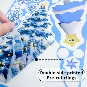 Decorazioni Natalizie Blu Creative con Campana e Alce per Adesivi Statici, Fiocchi di Neve, Pupazzo di Neve, Decalcomanie in PVC per Vetri - Product Image 5