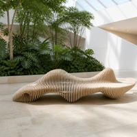 Banc ondulé en bois paramétrique sur mesure, siège sculptural, mobilier sur mesure pour projets hôteliers et de bureaux, art personnalisé