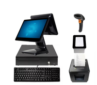 Usine 15.6 pouces double écran POS Machine caisse enregistreuse Terminal 10 points écran tactile capacitif LED affichage client Wi-Fi 6
