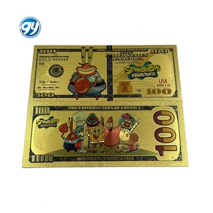 Billete de Banco de Plástico Chapado en Oro de 24k con Diseño de <span class=keywords><strong>Bob</strong></span> <span class=keywords><strong>Esponja</strong></span>, Anime de Dibujos Animados, Venta al por Mayor - Product Image 5