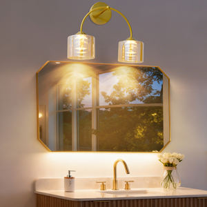 Appliques murales en métal doré de style nordique postmoderne minimaliste, lampe de coiffeuse en verre pour chambre à coucher, bureau, escalier, restaurant, salle de bain - Product Image 4