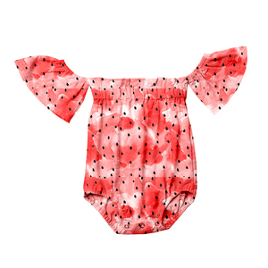 Mameluco de Seda Láctea para Bebé con Hombros Descubiertos, Body Estampado con Mangas Acampanadas para Bebé, Ropa Personalizada OEM ODM para Niña - Product Image 3
