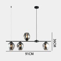 Plafonnier suspendu en métal noir de forme nordique moderne, lampe en verre, lampe de Table à manger, lampe suspendue décorative