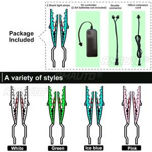 2x Bande lumineuse LED pour casque de moto style requin, feu de signalisation nocturne, bande lumineuse de nuit, autocollant lumineux modifié pour casque - Product Image 3