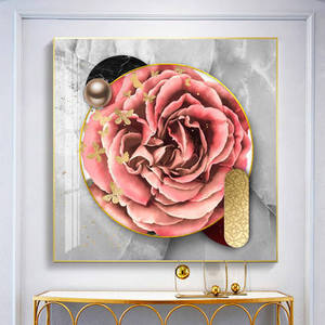 Decorazione Moderna <span class=keywords><strong>di</strong></span> Lusso per la Casa, Stampa Digitale con Fiori <span class=keywords><strong>Viola</strong></span>, Quadro Decorativo da Parete, Dipinto in Porcellana Cristallina con Rose e Peonie - Product Image 1