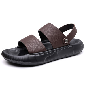 Men Genuine Leather Two Wear Sandals Thick Platform Soft Sole Outdoor Beach Slides Adjustable Back Strap Casual <b>Summer</b> Shoes - Product Image 6
