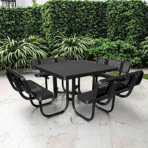 Ngoài trời thương mại kim loại vuông Dã Ngoại bảng Bảng bọc bột và ghế với trở lại nhà hàng bàn ăn - Product Image 3