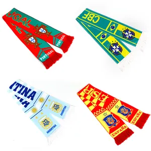 Wholesale Knitting Gift Football Scarf For Advertising Sport Events Double Sided Knitted Acrylic Custom Spandex Fan Scarves