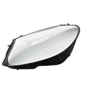 PORBAO pour <span class=keywords><strong>W205</strong></span> /C200 2019-2020 ans pièce d'auto bordure noire en plastique Transparent lampe couvre abat-jour phare couvercle de lentille - Product Image 1