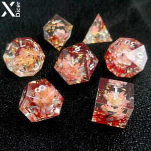 Juego completo personalizado de resina poliédrica, dados DND, dados de borde afilado para juegos de rol, mazmorras y dragones, brillo de Amanecer - Product Image 6