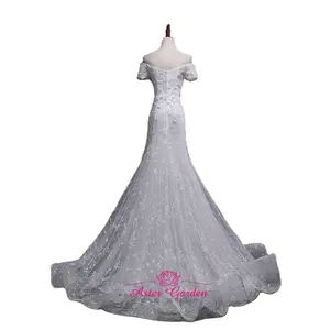 Varış marka gelin gelinlikler büyüleyici v yaka dantel aplike ve boncuklu Mermaid düğün elbisesi Vestido de noiva s201