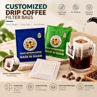 Sacs d'emballage pour café en plastique PET/VMPET/PE personnalisés en gros, 10*12.5CM, pour café filtre, avec oreilles de suspension