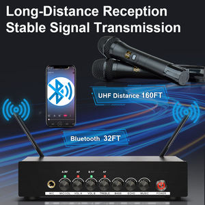 Micrófono Inalámbrico UHF Dinámico Cardioide DX8 BT con Luces LED, Construcción de Plástico y Metal para Karaoke y Conferencias - Product Image 4