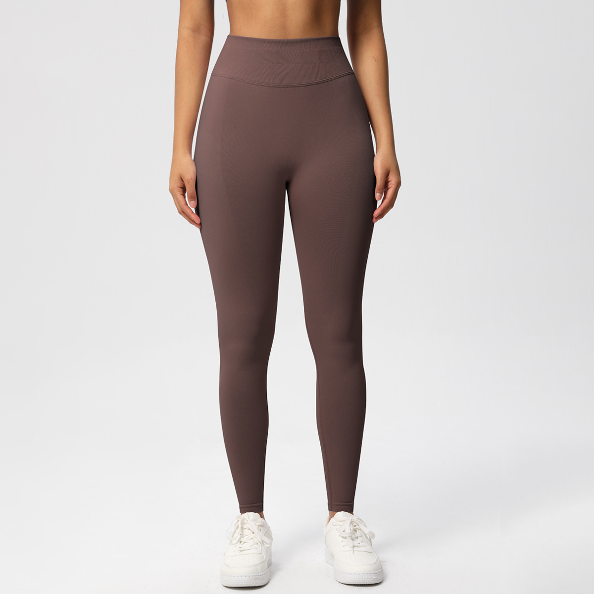 Cross-Border European/American Peach Seamless Solid Color Three-Section High-Rise Full-Length Wrinkle-Resistant 2-Piece Yoga Set
