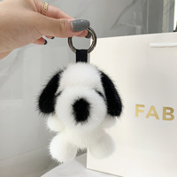 Porte-clés en peluche en forme de chien en fausse fourrure PomPom en 10 couleurs Design tendance pour la suspension de voiture et la décoration intérieure