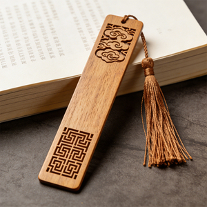 Souvenir Gifts Customized Engraved Natural WoodenEco-Friendly UV Printed Brass Metal Bookmark with Tassel