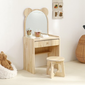 Muebles Infantiles, Mesa de Maquillaje para Niñas, Juego de <span class=keywords><strong>Tocador</strong></span> de Madera con Taburete para Juegos de Imitación de Princesa - Product Image 1