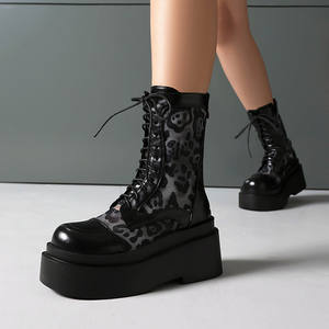 Botines de Mujer 2026, Diseño Clásico con Parches, Punta Redonda, Plataforma, Bloques de Color, Estilo Romano, Cierre Trasero con Cremallera, Malla Transpirable - Product Image 5