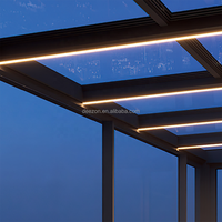 Véranda de luxe extérieure en verre avec fenêtres, serre de jardin à cadre en aluminium, serre de culture intérieure, véranda préfabriquée en aluminium