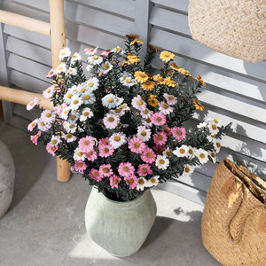 CallaFloral Ramo de Margaritas Artificiales Blanco Amarillo Rosa de Plástico Decoración del Hogar Arreglo Interior y Exterior - Product Image 1