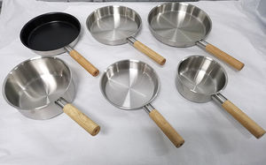 Poêle en acier inoxydable <span class=keywords><strong>de</strong></span> haute qualité, durable, <span class=keywords><strong>de</strong></span> fabrication allemande et italienne, avec poignée en bois et caoutchouc, adaptée aux cuisinières à <span class=keywords><strong>induction</strong></span>, au gaz et à l'électricité - Product Image 6