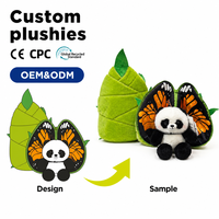 Boneka Panda Bambu Lembut Berkualitas Tinggi OEM ODM Custom, Boneka Plushie Kecil Dua Sisi dengan Resleting CPC, Gantungan Kunci Boneka Plushie, Bantal