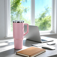 Bouteille d'eau isotherme double paroi 40oz personnalisée avec couvercle et paille, intérieur en acier inoxydable, extérieur en plastique