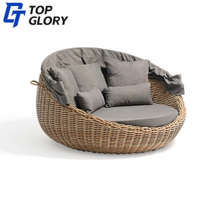 TG hồ bơi ngoài trời bên khách sạn Sun Lounger thiết kế hiện đại Vòng ngu gục với tán wicker mây nóng bán cho vườn sử dụng - Product Image 2