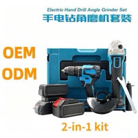 Kit d'outils électriques sans balais 21V 2-en-1 : Perceuse et Meuleuse d'angle au lithium, 2 batteries, qualité industrielle pour la construction et la vente en gros de matériel.