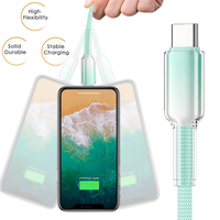 Nouveau câble de données USB Type-C 60W PD à charge rapide en nylon tressé transparent dégradé 1m pour ordinateur, imprimante, appareil photo 2025