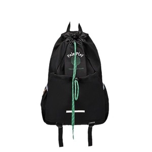 <b>Drawstring</b> <b>Backpack</b> Lightweight Unisex Outdoor Sports Hiking College Student Bag Portable Solid Color Contrasting Stitching - Product Image 5