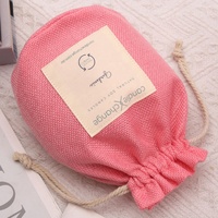 Promotion En Gros Jute Fond Cordon Sac pour Vin Logo Personnalisé Imprimé Naturel Toile De Jute Lin Cadeau Bougie Artisanat Pochette D'emballage
