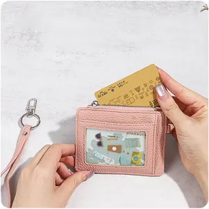 Carteira de pulso para mulheres com bolso frontal fino e bloqueio de RFID minimalista porta cartão de crédito carteira para moedas
