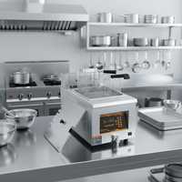 Friteuse électrique commerciale automatique à levage de plateau, en acier inoxydable, contrôle numérique, 1600W, grande capacité 19L