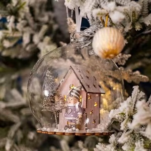 Boules de Noël en verre cristal personnalisées Yuyang avec LED, décorations créatives de Père Noël, boule de Noël avec lumière LED - Product Image 5