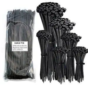 100pcs 50LBS 8inch China Factory Direct Sell High Quality Nylon Pvc Cable Zip Ties