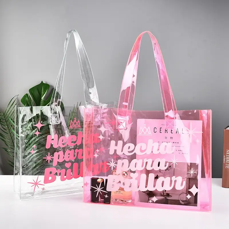 Diseñador de moda Clear Pvc Tote Bag Bolsas de compras transparentes personalizadas